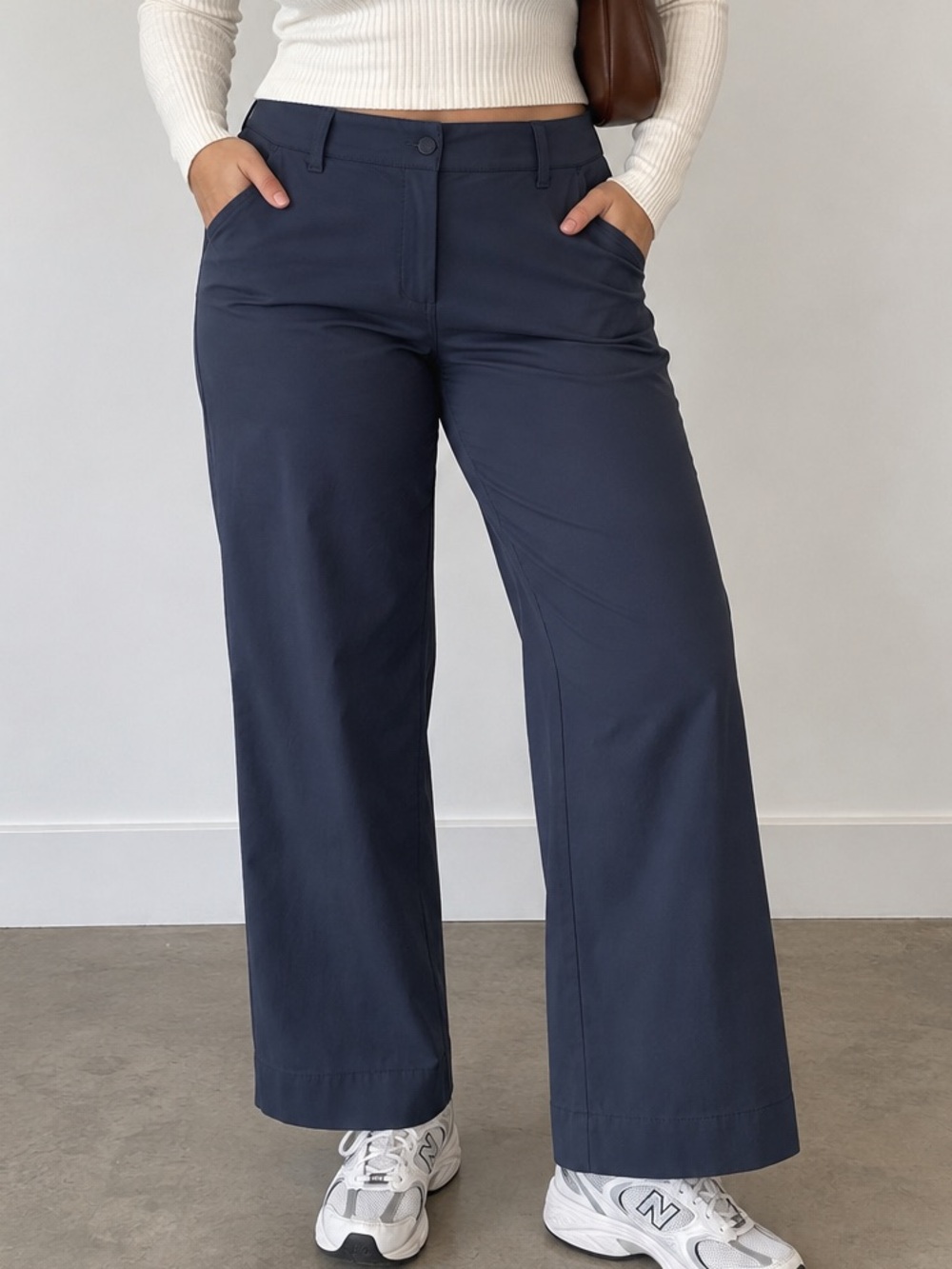 Lululemon City Sleek 5 Pocket Wide Leg High Rise 7/8 Pants Navy Size 29 Stretchy